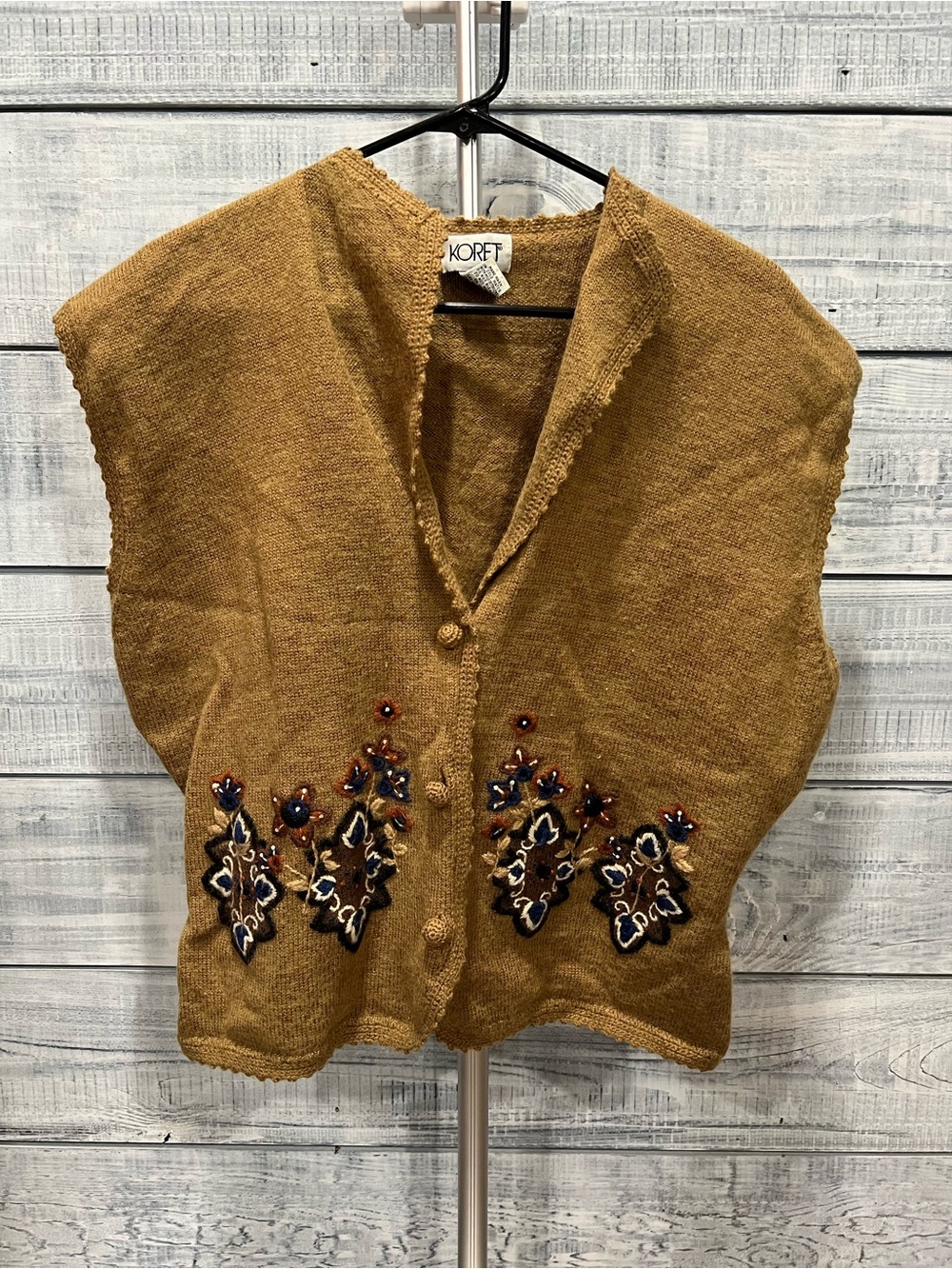 Koret Mustard Gold Sleeveless Embellished Knit Vest